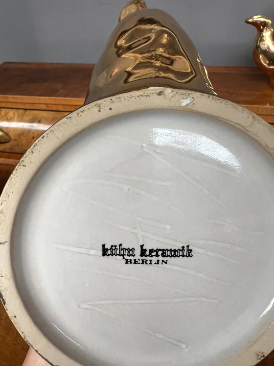 Teiera in ceramica dorata, modello "Charlotte" di Kühn Keramik., Accessori da cucina, Porcellana (foto 7 di 7)