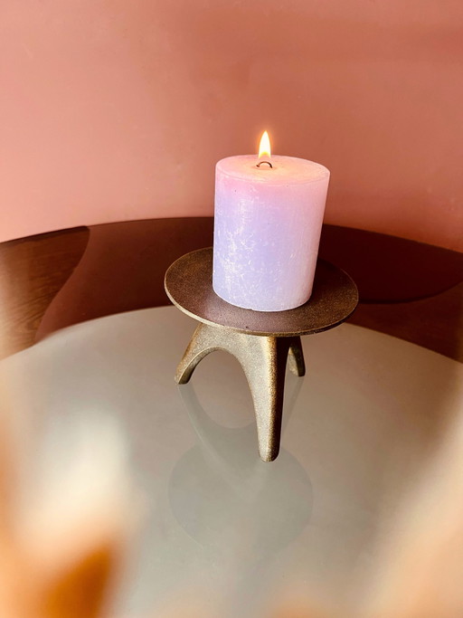 Unique! Brutalist bronze '60s candlestick