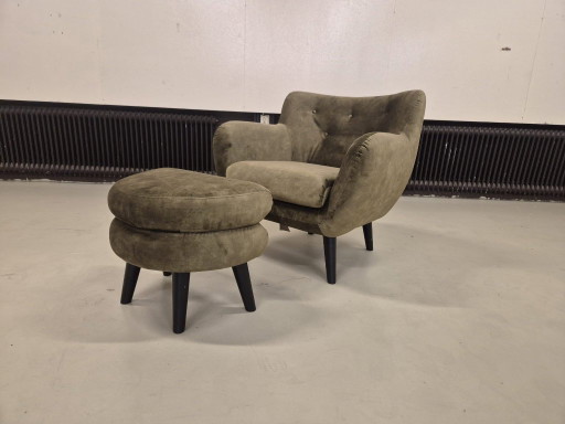 50 % DE RÉDUCTION EN MAGASIN D'EXPOSITION - Fauteuil George + Repose-pieds - Vert