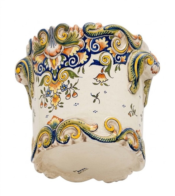 Vaso per Piante / Cache-pot in Maiolica Francese – Stile Rouen – Fatto a Mano (Fait Main). – Vasi per piante (photo 4 of 6)