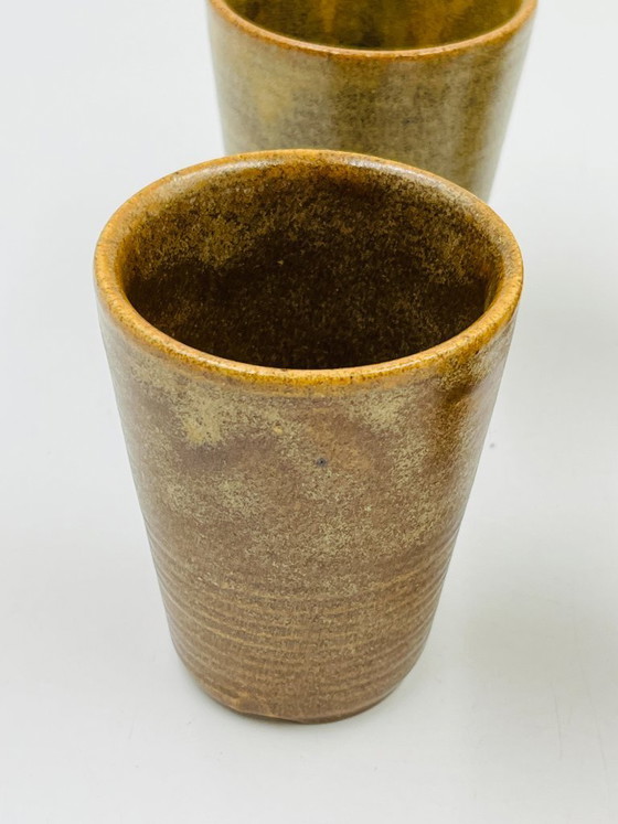 Image 1 of Lot de six gobelets en grès Digoin vintage