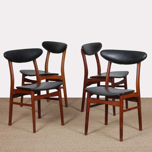 Set di 4 sedie vintage in legno in stile scandinavo, anni '60