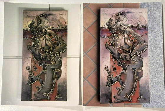 Image 1 of FABIO CUMAN (New Italian Figuration). "Warrior," 2011 - Oil on canvas, 80x40x4 cm