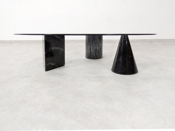 Image 1 of Table basse vintage italienne en marbre avec plateau en verre