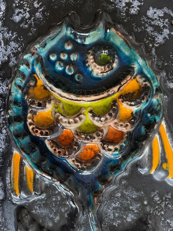 Due decorazioni murali in ceramica, farfalla e pesce, Caraten Tönnieshof, West Germany, Metallo, Arancione (foto 5 di 8)
