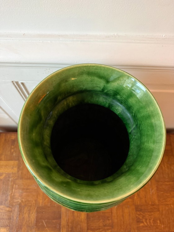 Image 1 of XL vase from West Germany in green glazed ceramic