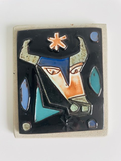 Wall Tile Bull Henk Potters Vintage '60/'70 - Signed