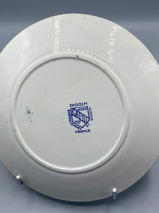 Assiette plate Digoin Sarreguemines – Modèle Capri – Décor bleu cobalt – Milieu du XXe siècle – servies (photo 2 of 4)