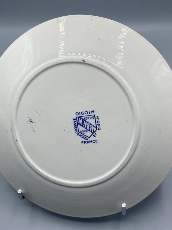 Assiette plate Digoin Sarreguemines – Modèle Capri – Décor bleu cobalt – Milieu du XXe siècle – Vaisselle (photo 2 of 4)