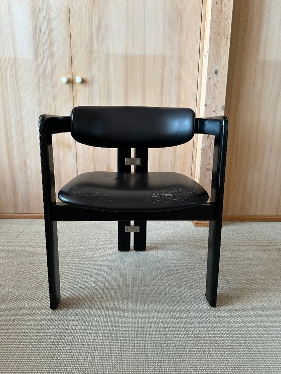 2 sillones Pamplona en piel negra – Augusto Savini para POZZI (años 60) – Totalmente negros – Leather, Metal (photo 5 of 8)