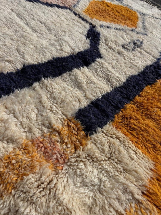 Image 1 of White Orange 3X2m Moroccan rug, Authentic Moroccan rug Berber carpet, Genuine Wool rug, Handmade rug, Beni ourain style, custom 