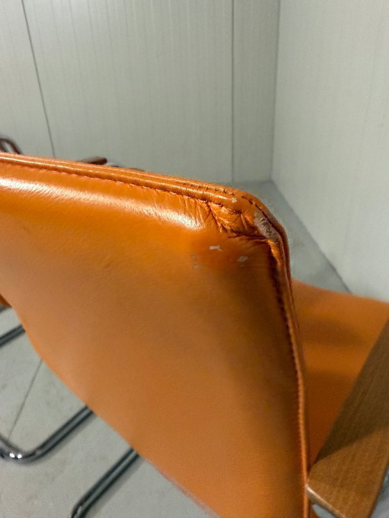 Image 1 of 4 x Leolux Freyr Stühle in orangefarbenem Leder