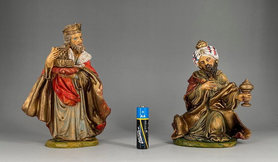 Image 1 of 2 Vintage kerstfiguren Italië – Drie Wijzen – Handbeschilderd in de stijl van Fontanini / Landi