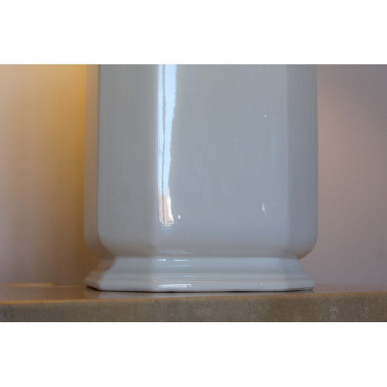 Image 1 of Vintage white lacquered ceramic table lamp, Italy 1970