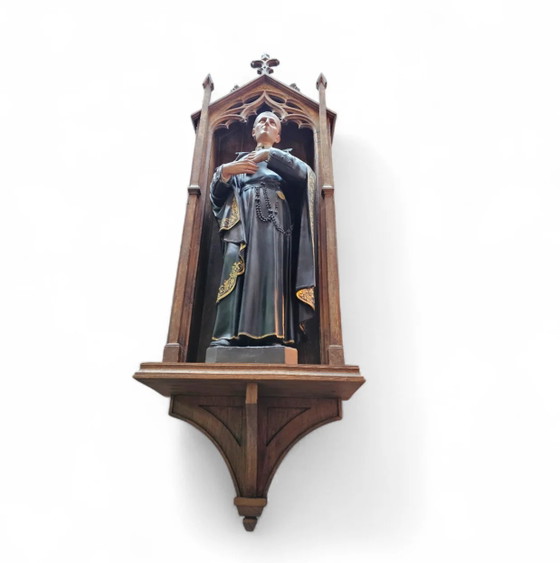 Statue of a religious figure / Patron Saint Gerard Majella / placed in a Gothic niche / labeled – Sculpture (photo 5 of 11)