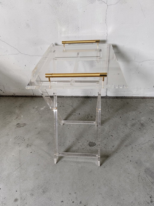 Table d'appoint pliante vintage en acrylique avec plateau.