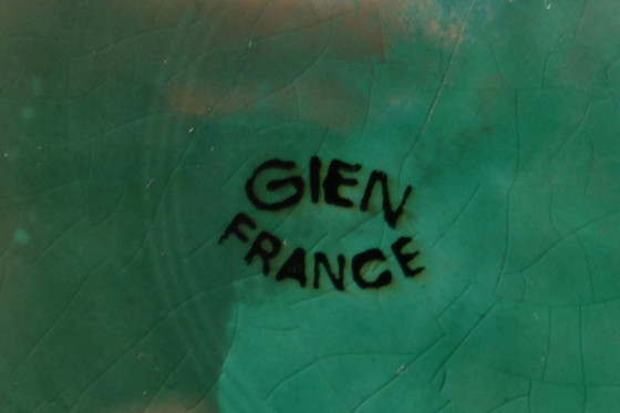 Image 1 of Servizio da dessert barbotine vintage con foglie di vite Gien