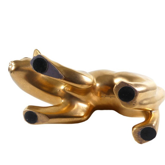 Image 1 of goldene Keramik Katze von Le Dauphin, Frankreich, 1990er 