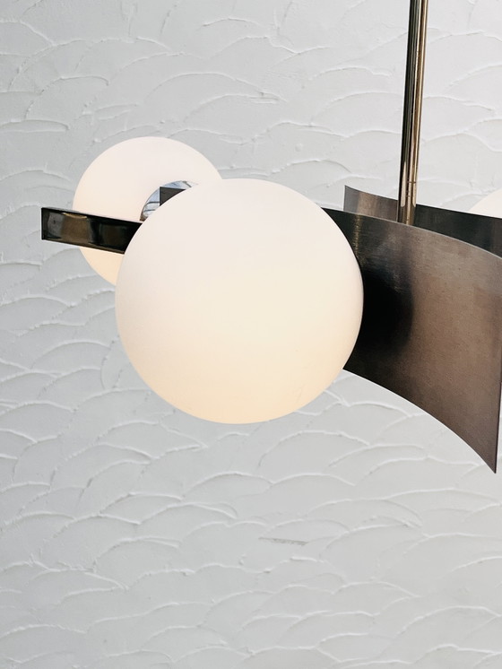 Image 1 of Lámpara de araña con 4 opalinas de la era espacial