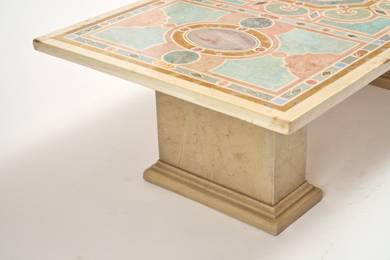 Image 1 of Marble and marquetry coffee table, 1970