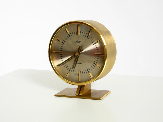 Zeldzame originele ronde messing tafelklok uit de jaren 60 van Schatz Duitsland – Klokken, Brass (photo 2 of 20)