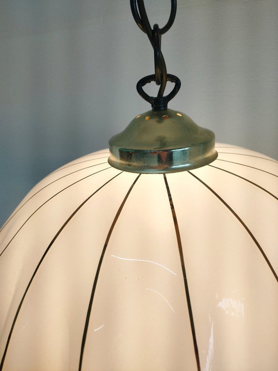 Image 1 of Vintage 'Hollywood Regency/Fazzoletto Style' glass pendant lamp