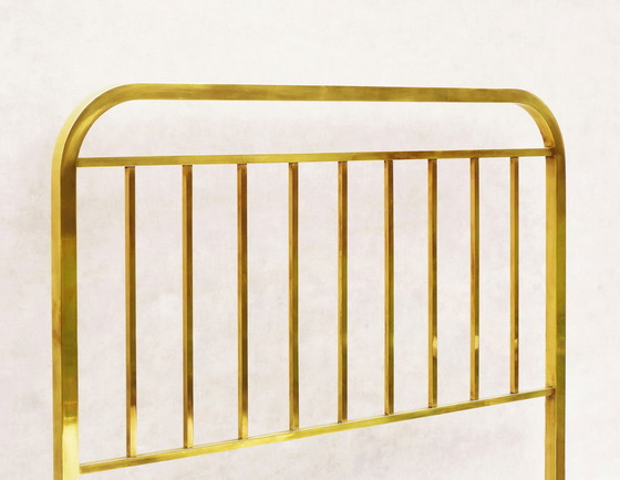 Image 1 of Cama francesa de latón estilo art déco de 1930 de Pardon, tamaño Queen (EE. UU.)/King (RU).