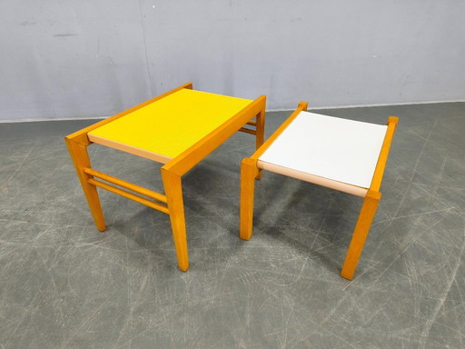 Portavasi in faggio stile metà secolo con piani Umakart, set anni '70