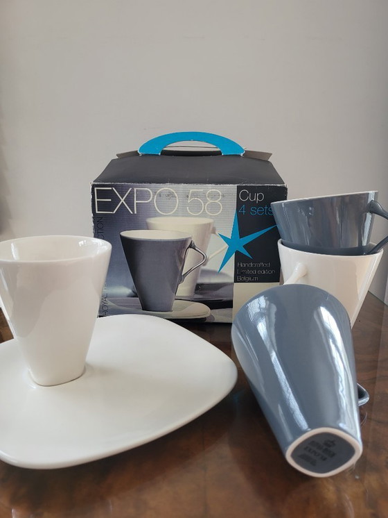 Image 1 of Expo 58 Royal Boch mug set 4, Belgium, reissue 2008