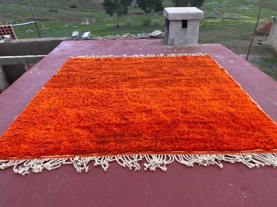 Large Beni Ouarain Rug 260x260 cm – Vibrant Orange Wool, Unique Piece – Rugs & carpets, Cotton, Bohemian (photo 11 of 13)