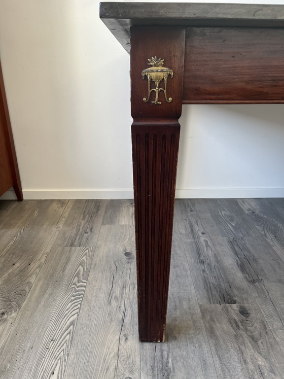Antique Walnut Dining Table (145x102x77) With Ornaments And 4 Extension Leaves (Each 50) – Wood, Brass (photo 3 of 5)