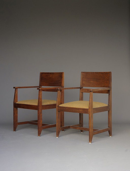 Henk Wouda Oak Armchairs For H.Pander & Zn. 1930S