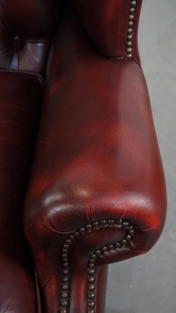 Image 1 of Sedia chesterfield inglese in pelle di manzo con ampia seduta