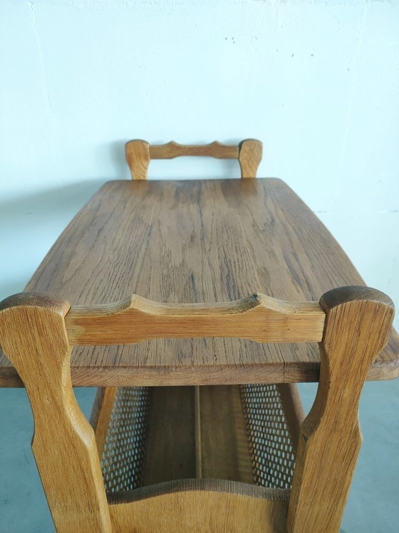 Image 1 of Table de lecture/revue vintage McM en chêne danois et toile, style danois.