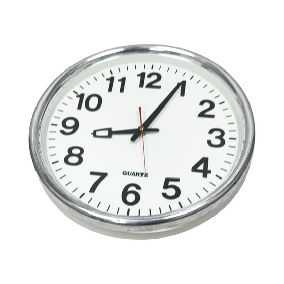 Classic Round Quartz Wall Clock – 1990s, 39 Cm Diameter, In Working Order. – Glass, Plastic (photo 5 of 7)