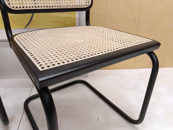 Image 1 of ALIVARMVSEVM 104. SET of 2 CESCA B32 Chairs (NEW) in Black Frame Limited Edition 