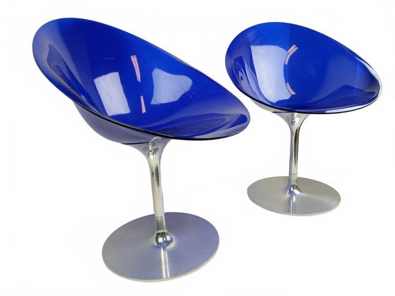 Image 1 of Juego de 2 sillas Kartell EroS Design – Philippe Starck – Azul cobalto