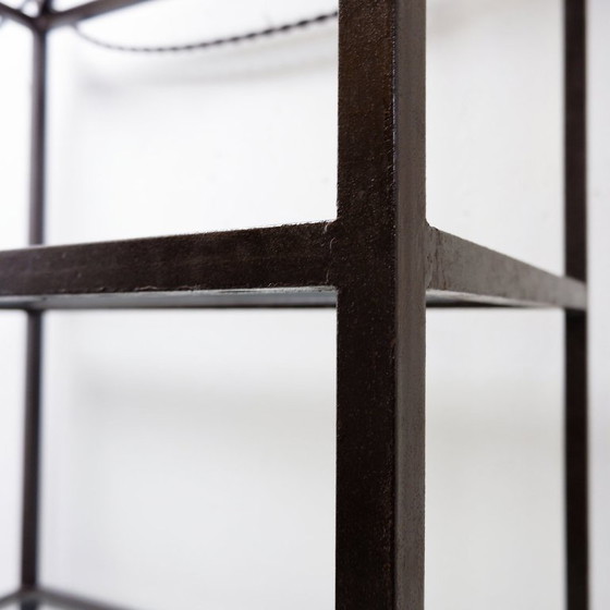 Image 1 of Vintage pagoda-style shelves in black metal