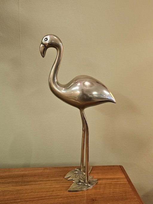 Vintage Brass Flamingo Bird 1970s Yellow Brass