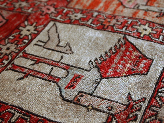 Image 1 of Handmade vintage Persian Sumak silk kilim 4.1' x 6' (125cm x 183cm) 1960s - 1C483