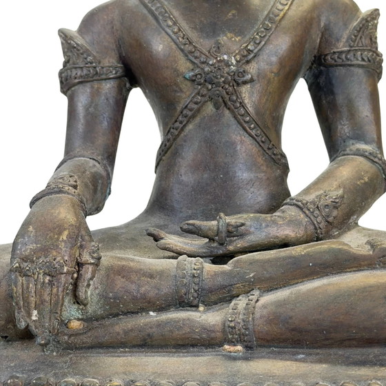 Buda coronado de bronce antiguo, Tailandia o Laos, siglo XIX – Esculturas, Bronze (photo 11 of 11)