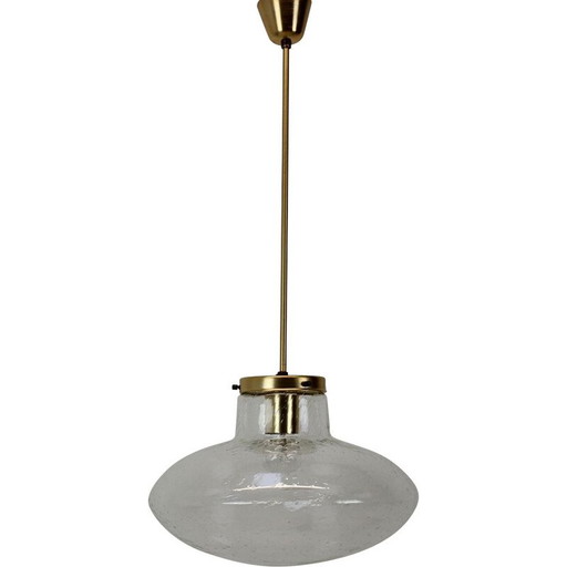 Vintage glass and metal suspension lamp by Kamenicky Senov, Czechoslovakia 1970