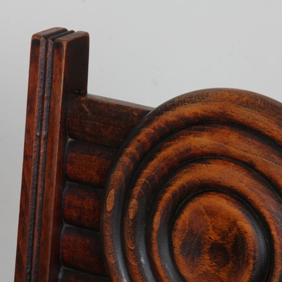 Image 1 of Juego de 6 sillas de madera maciza con asiento de paja, fabricación francesa, 1940.
