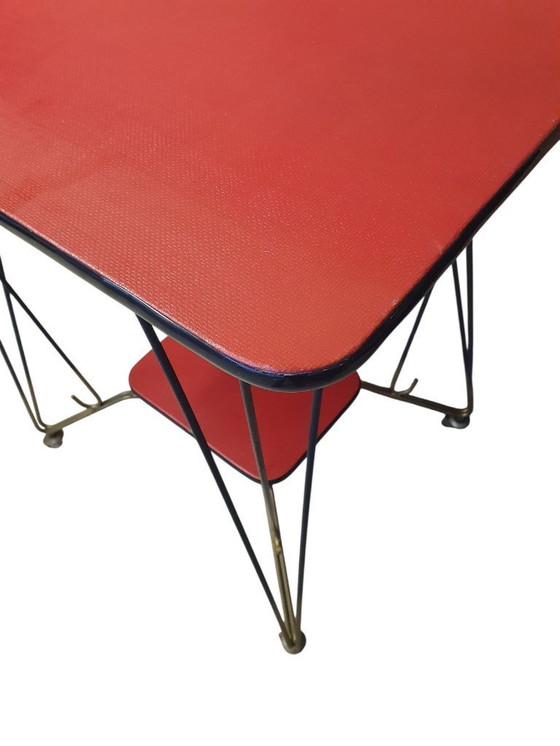 Image 1 of Meuble TV vintage en similicuir avec roulettes 2222