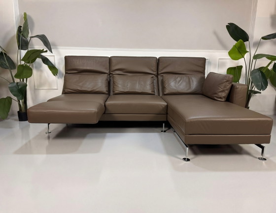 Image 1 of Brühl Moule Ecksofa Leder Sofa Braun Schlaffunktion