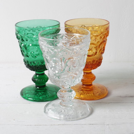 Verre à pied ambré vintage Arabesque / Gobelet à vin Baccarat / Vallerysthal & Portieux / France / Années (photo 10 sur 12)