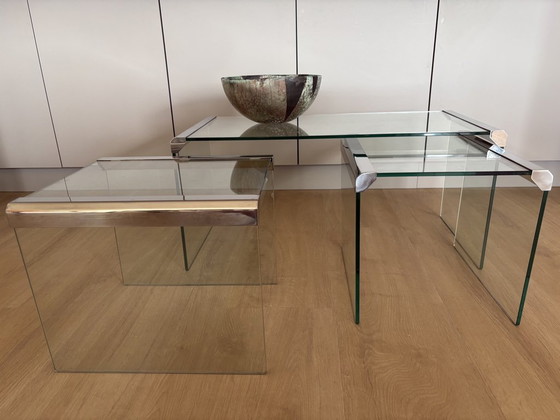 Image 1 of Galotti & Radice glass coffee table set (3)