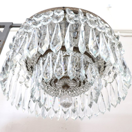 Image 1 of Spectacular Chandeliers with Large Crystal Drops, Italy Early 20th Century