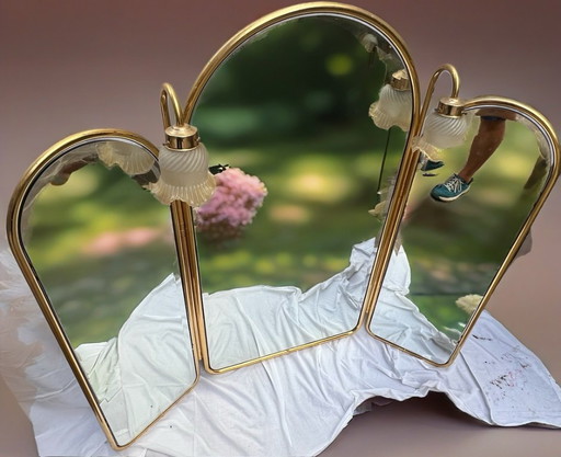 Vintage gold brass mirror