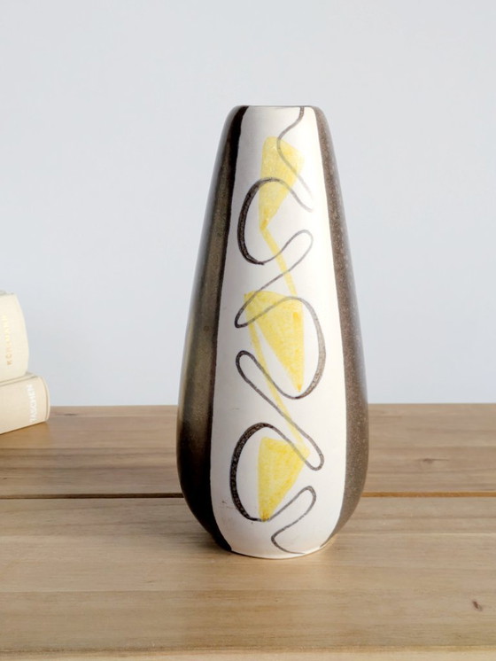 Image 1 of Midcentury West German Pottery Vase by Ursula Fesca for Wächtersbach, TURIN Decor, 1950s